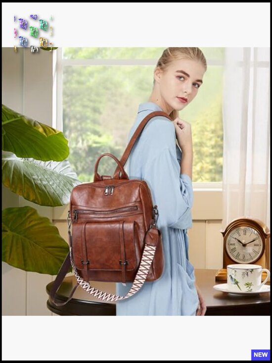 PU Leather Backpack Purse Ladies Convertible Shoulder Bag Travel Work main image 4